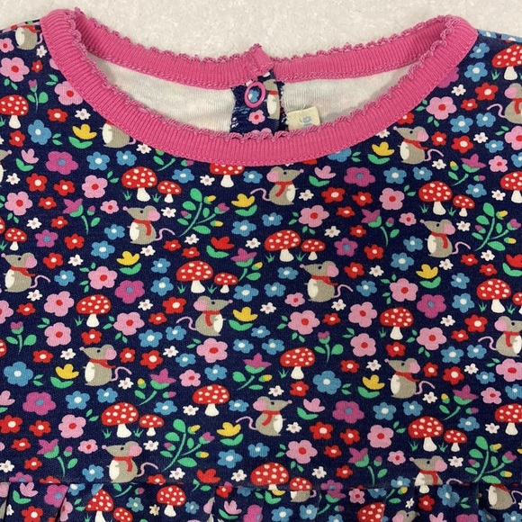 Jojo maman bebe mouse floral mushroom navy long sleeve dress 4-5 yrs - Picture 2 of 9